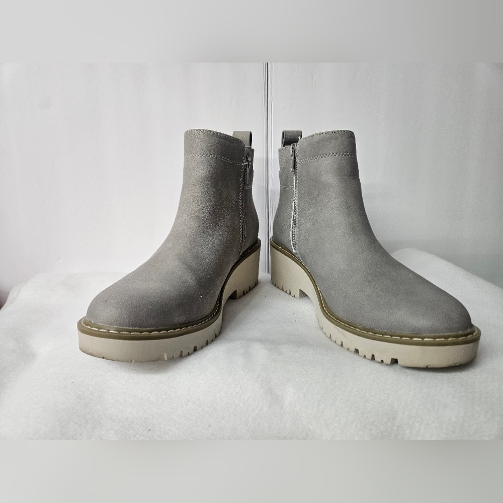 Kohl's Gray Suede-Look Lug Sole Ankle Booties